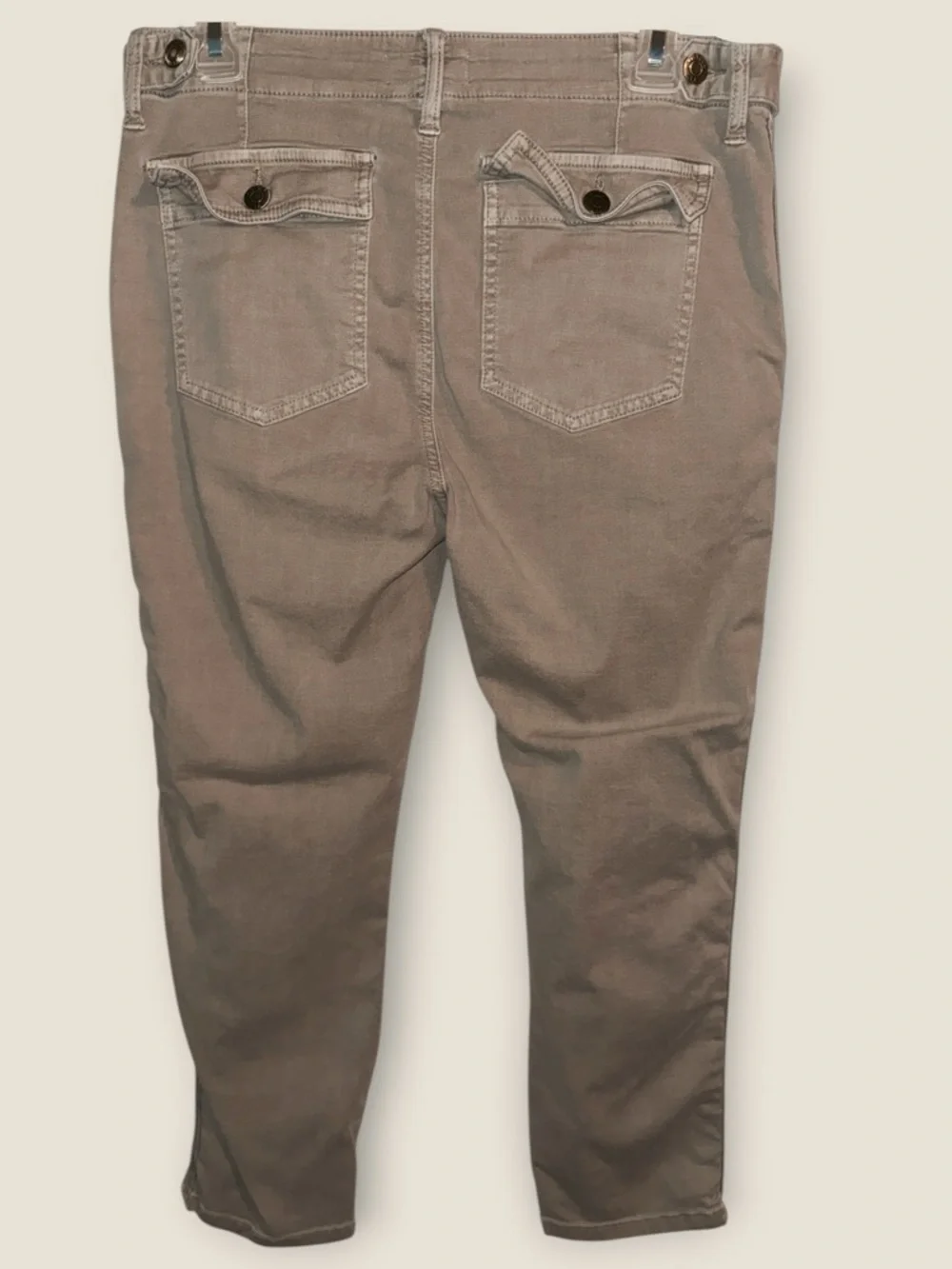 🌺Pistola Taupe Fold Button Back Pockets Utility Pants